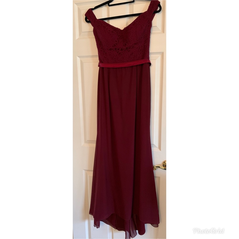 Off the shoulder lace dress wine color